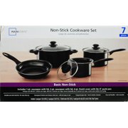 MsMk 7-Piece Cookware Set with Lids and Wok, Stay-Cool Handle, Smooth Bottom Heat Evenly, Burnt Also Non Stick, Induction, Scratch-Resistant, Cleaned