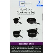 Mainstays 7 Piece Non-Stick Cookware Set Aluminum Mint, Dishwasher