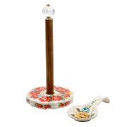 Load image into Gallery viewer, The Pioneer Woman Vintage Floral Paper Towel Holder With Rose Shadow Spoon Rest